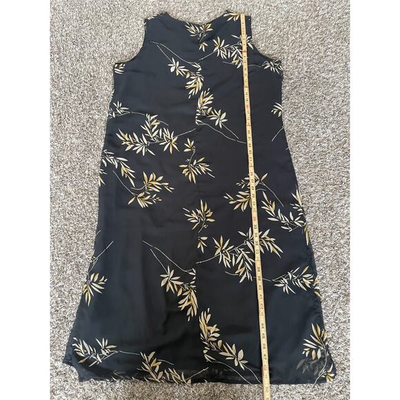 Sleeveless Midi Dress Plus Size 14 16 Black Tan Tropical Palm Sleevless Casual - Picture 15 of 16